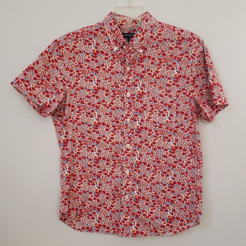 J Crew Mercantile Shirt Mens M Floral Button Down Collar Short Sleeve Festival
